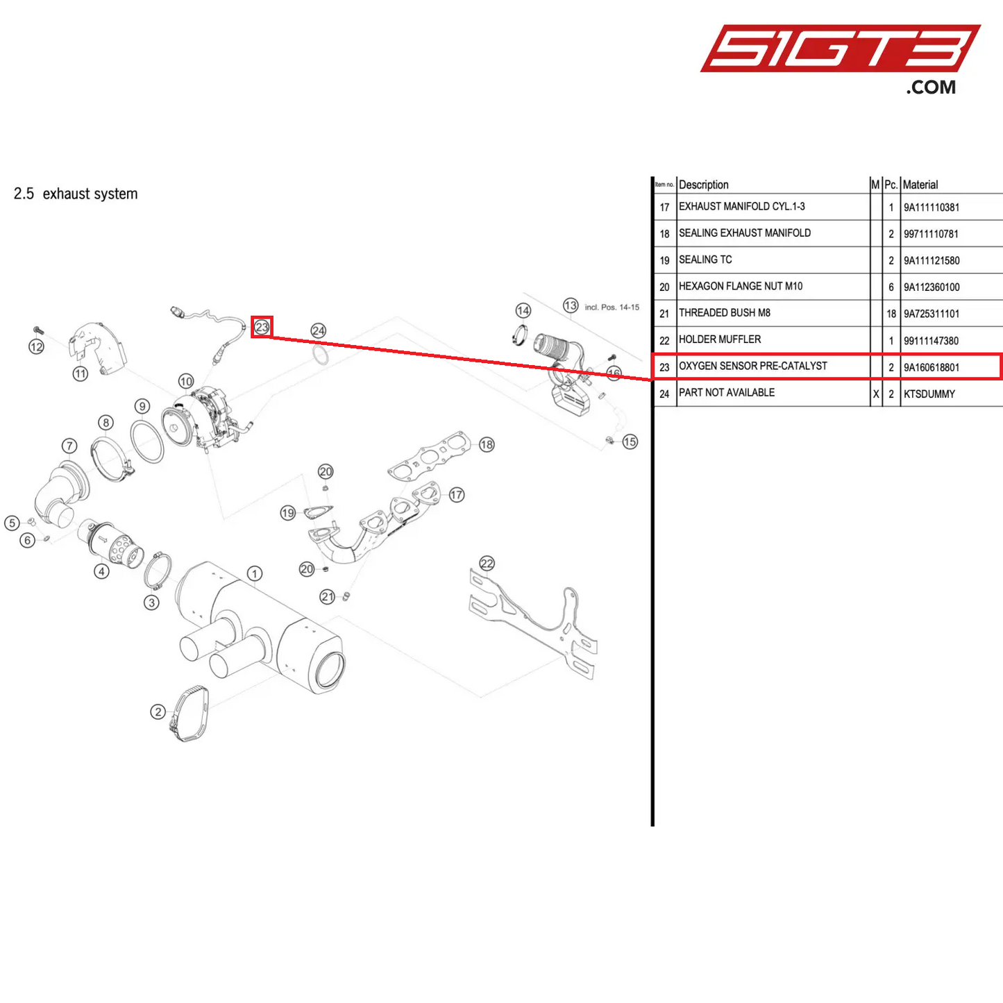 OXYGEN SENSOR PRE-CATALYST - 9A160618801 [PORSCHE 911 GT2 RS Clubsport]