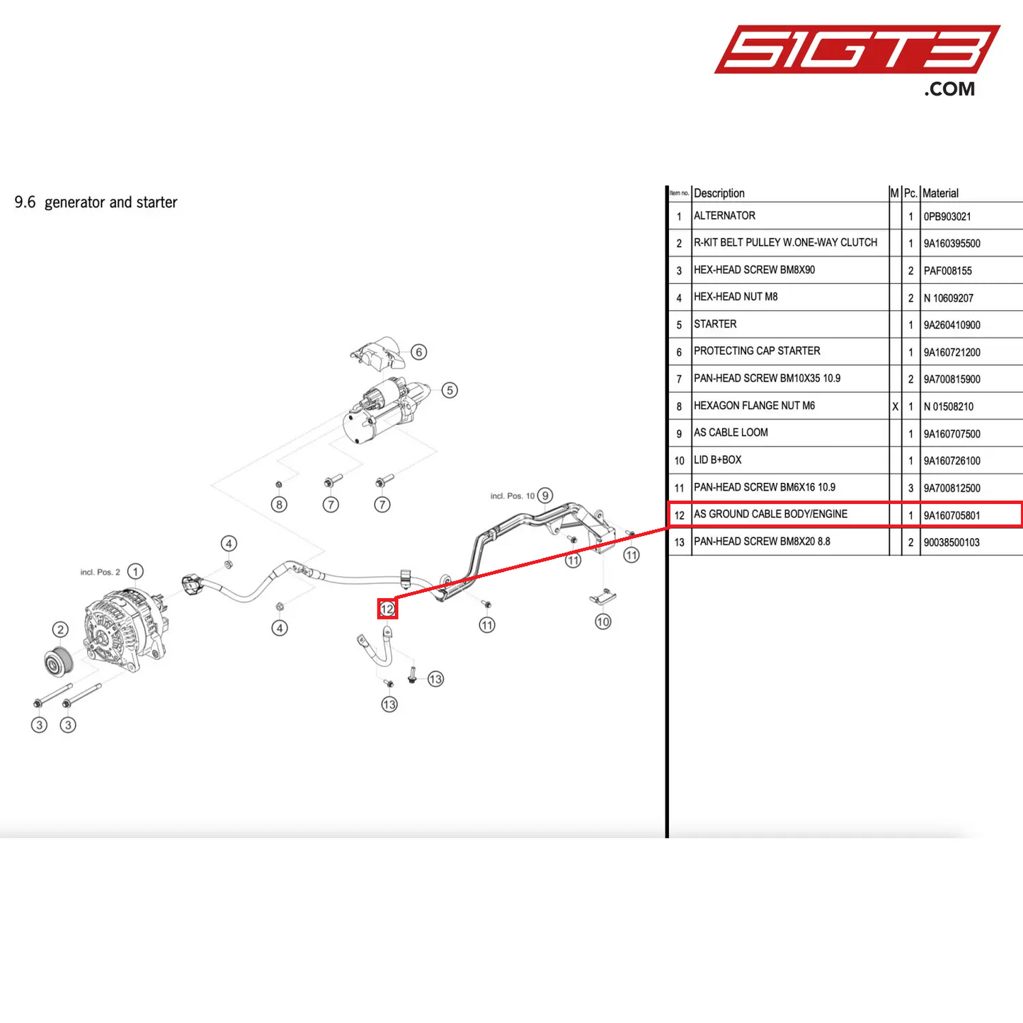 AS GROUND CABLE BODY/ENGINE - 9A160705801 [PORSCHE 911 GT2 RS Clubsport]