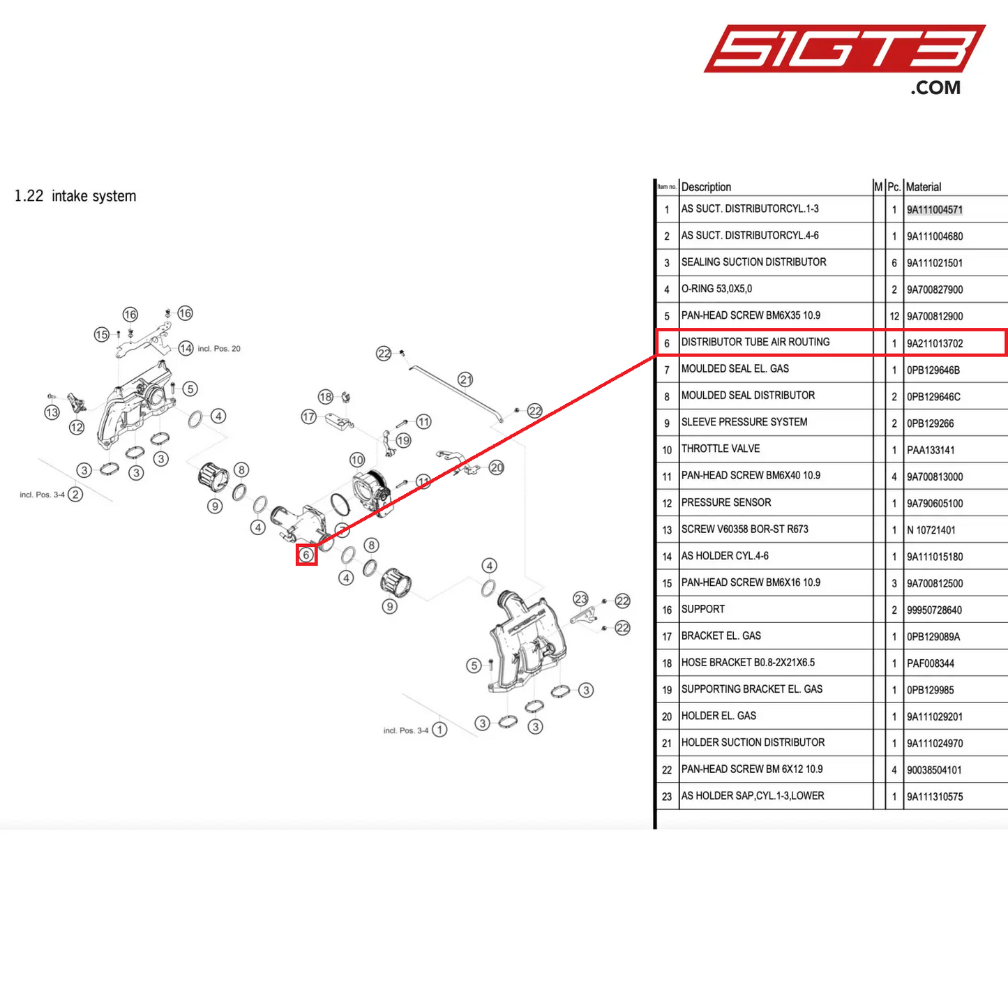 DISTRIBUTOR TUBE AIR ROUTING - 9A211013702 [PORSCHE 911 GT2 RS Clubsport]