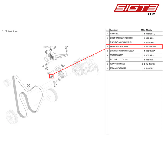 PAN-HEAD SCREW M8X60 - 9A700803500 [PORSCHE 718 Cayman GT4 RS Clubsport]