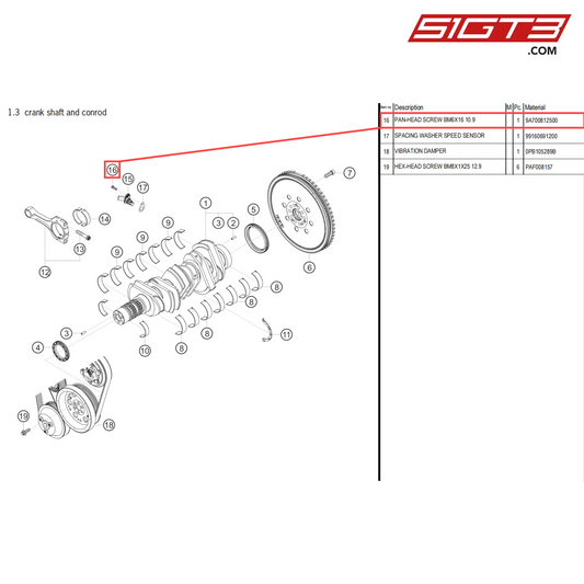 PAN-HEAD SCREW BM6X16 10.9 - 9A700812500 [PORSCHE 718 Cayman GT4 Clubsport]