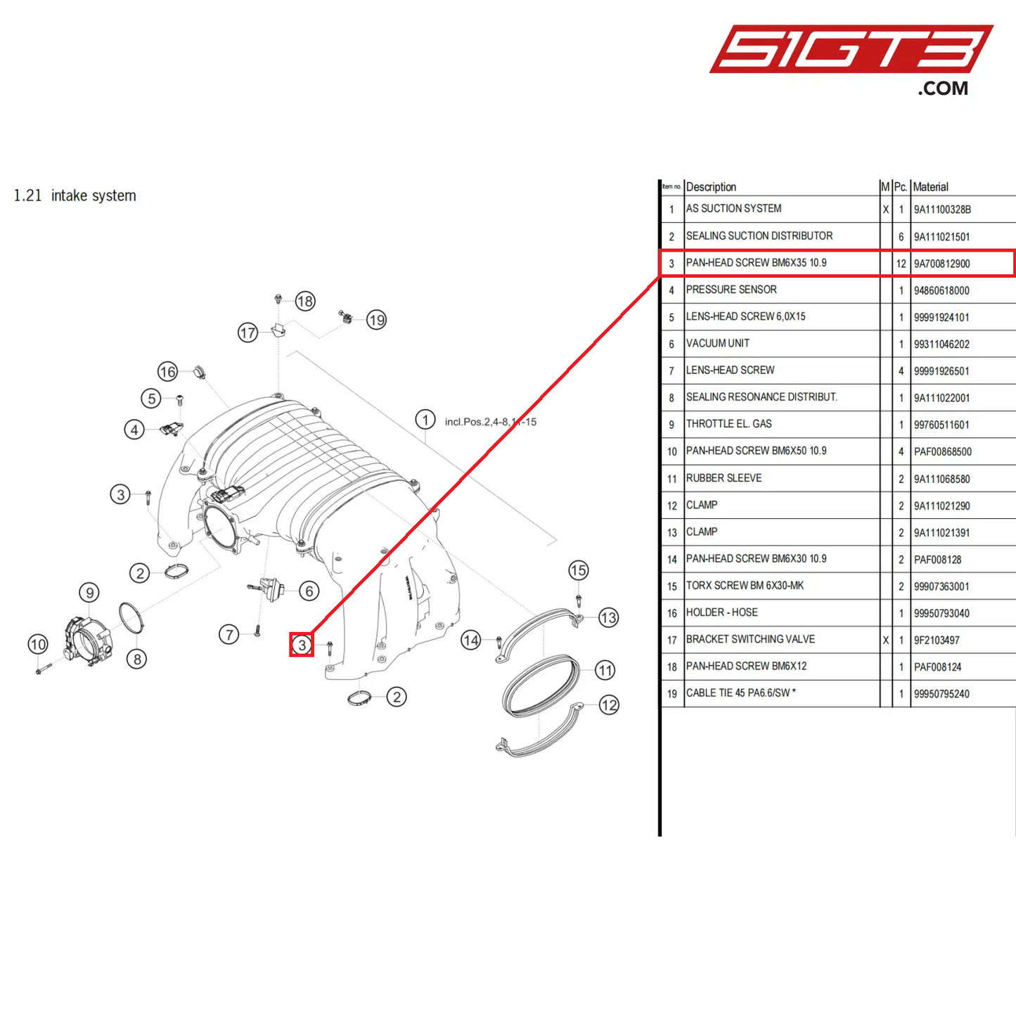 PAN-HEAD SCREW BM6X35 10.9 - 9A700812900 [PORSCHE 718 Cayman GT4 Clubsport]