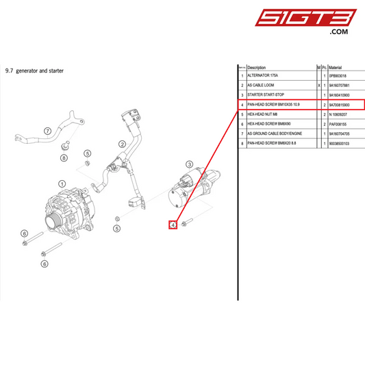 PAN-HEAD SCREW BM10X35 10.9 - 9A700815900 [PORSCHE 718 Cayman GT4 Clubsport]