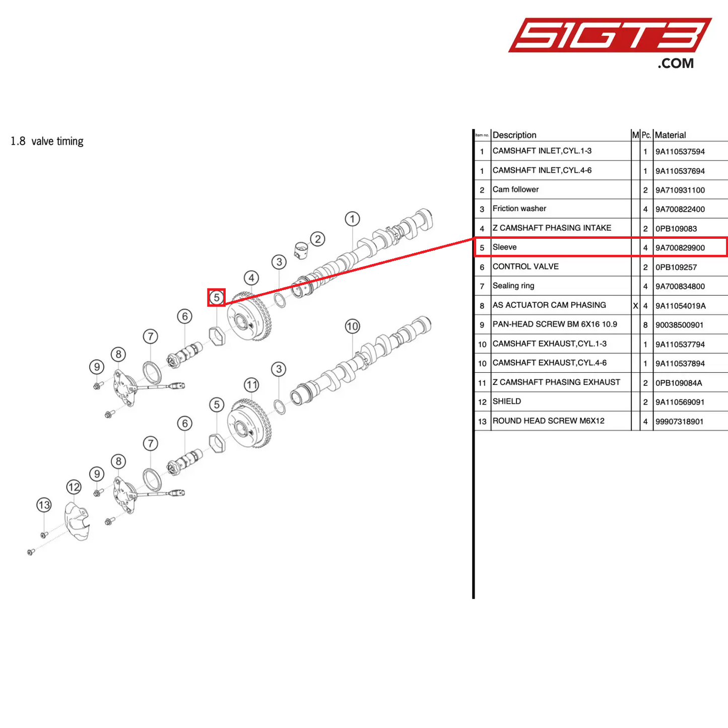 SLEEVE - 9A700829900 [PORSCHE 991.2 GT3 Cup]