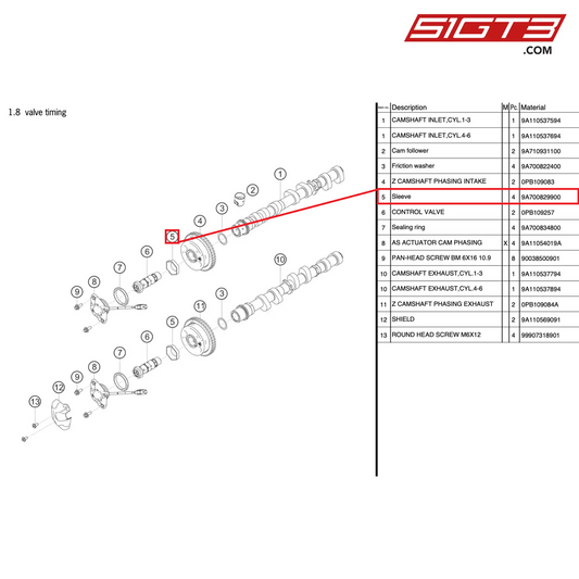 SLEEVE - 9A700829900 [PORSCHE 991.2 GT3 Cup]