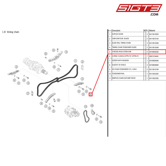 CHEESE-HEAD SCREW M6 - 9A700836500 [PORSCHE 718 Cayman GT4 Clubsport]