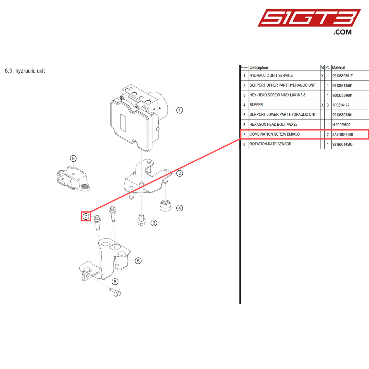 COMBINATION SCREW BM8X30 - 9A700843300 [PORSCHE 718 Cayman GT4 Clubsport]