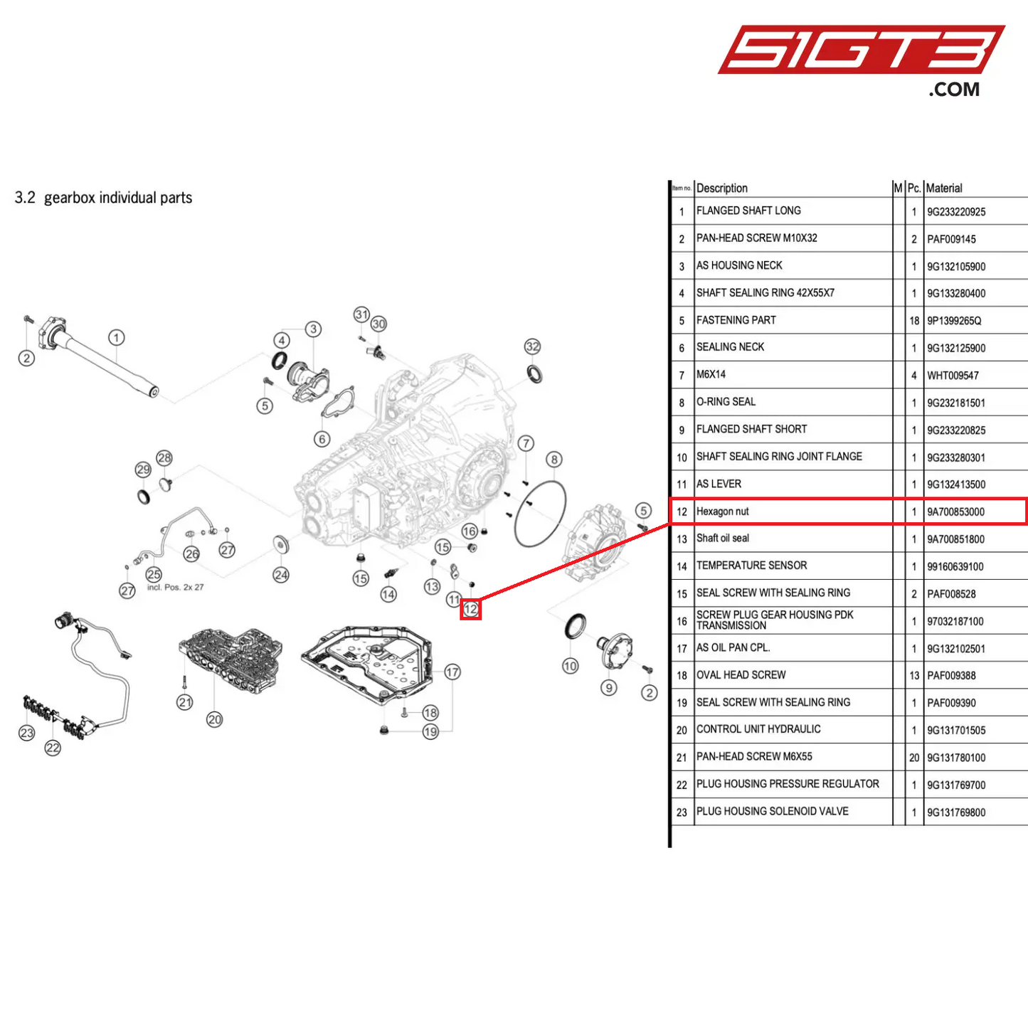 Hexagon nut - 9A700853000 [PORSCHE 718 Cayman GT4 RS Clubsport]