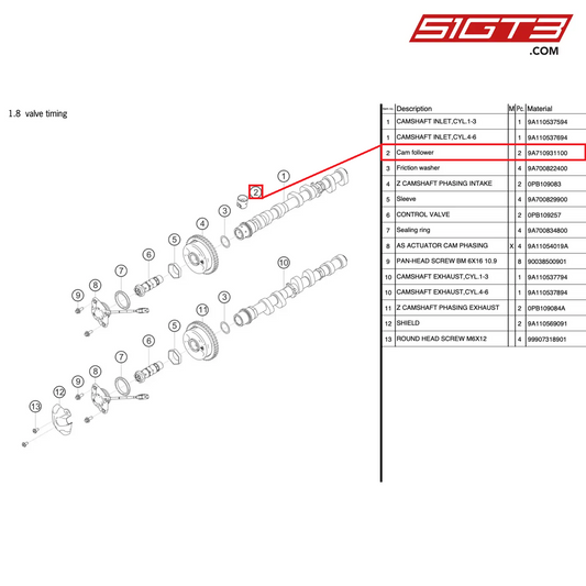 CAM FOLLOWER - 9A710931100 [PORSCHE 991.2 GT3 Cup]