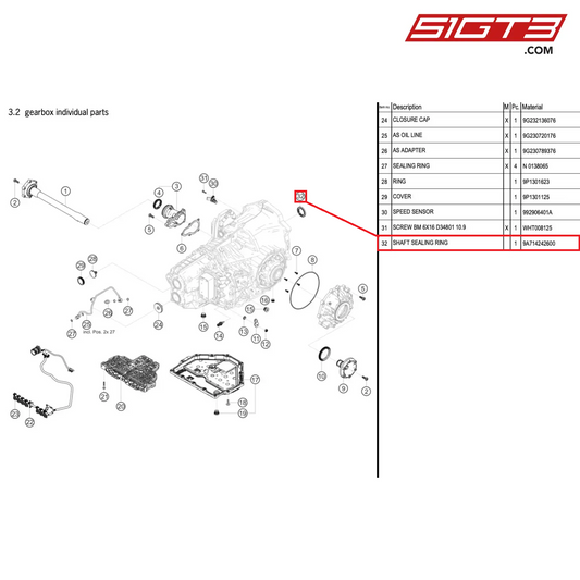 SHAFT SEALING RING - 9A714242600 [PORSCHE 718 Cayman GT4 RS Clubsport]