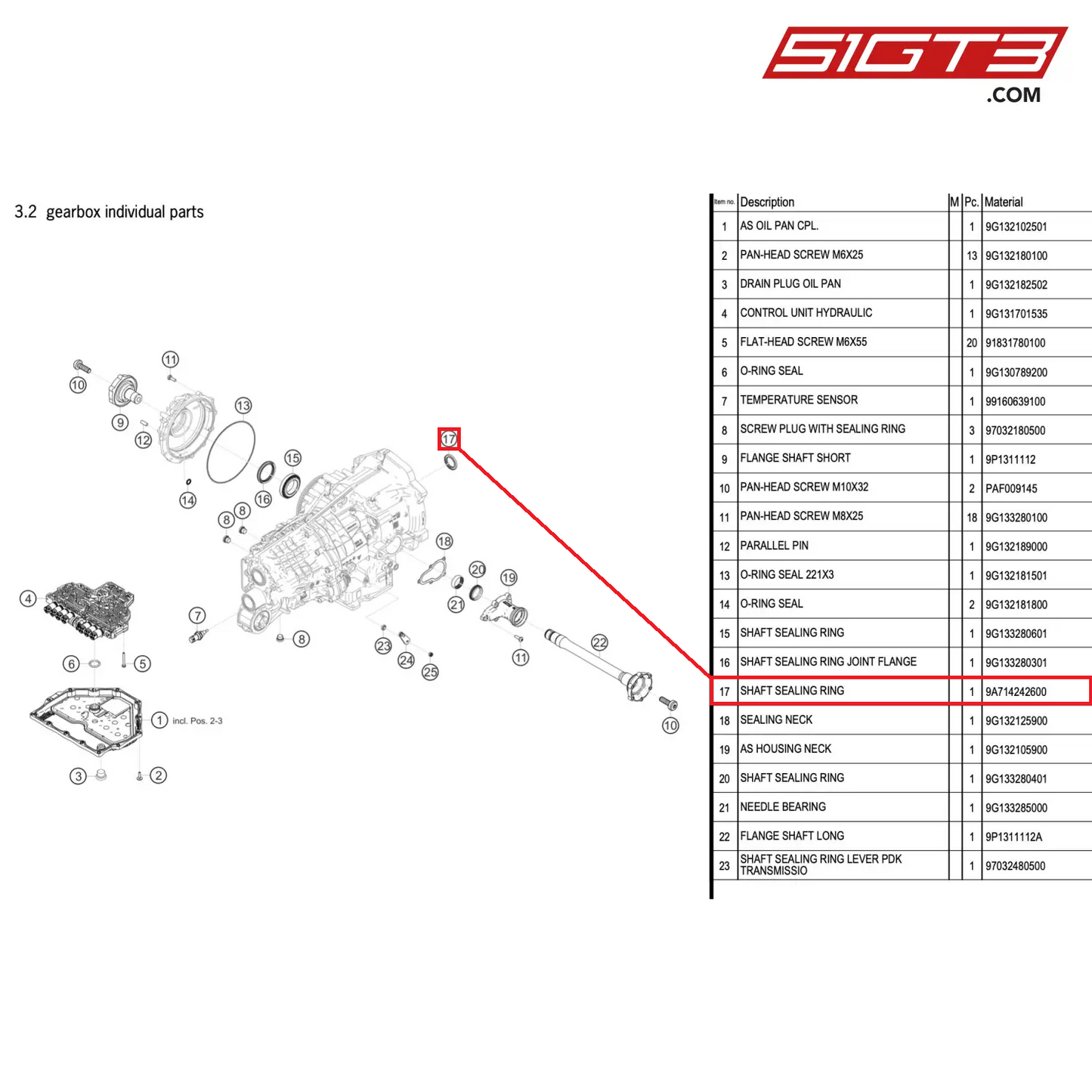 SHAFT SEALING RING - 9A714242600 [PORSCHE 911 GT2 RS Clubsport]