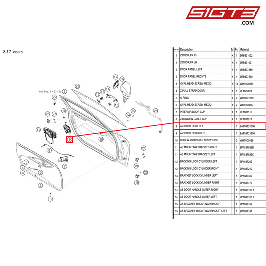 A-DOOR LOCK LEFT - 9A783721506 [PORSCHE 992.1 GT3 R]