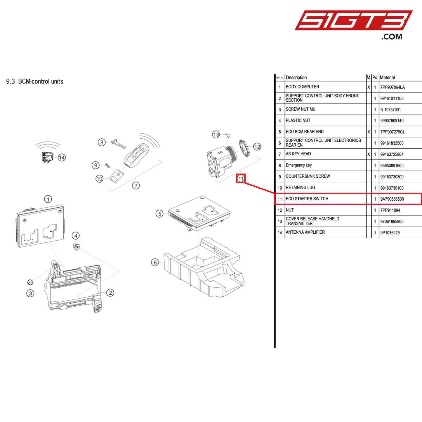 ECU STARTER SWITCH - 9A790586500 [PORSCHE 718 Cayman GT4 RS Clubsport]