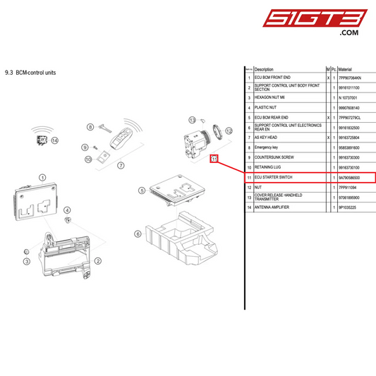 ECU STARTER SWITCH - 9A790586500 [PORSCHE 718 Cayman GT4 Clubsport]