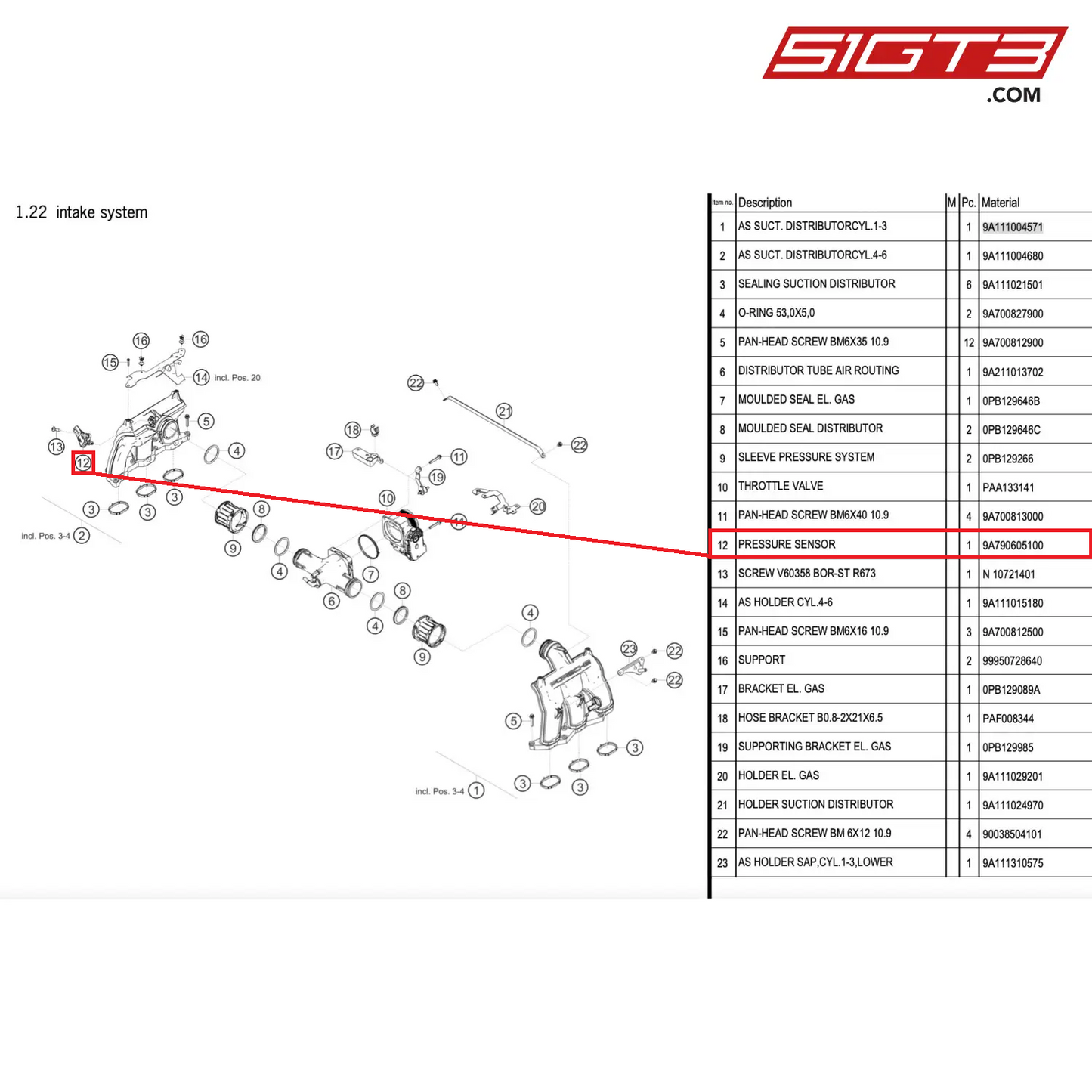 PRESSURE SENSOR - 9A790605100 [PORSCHE 911 GT2 RS Clubsport]