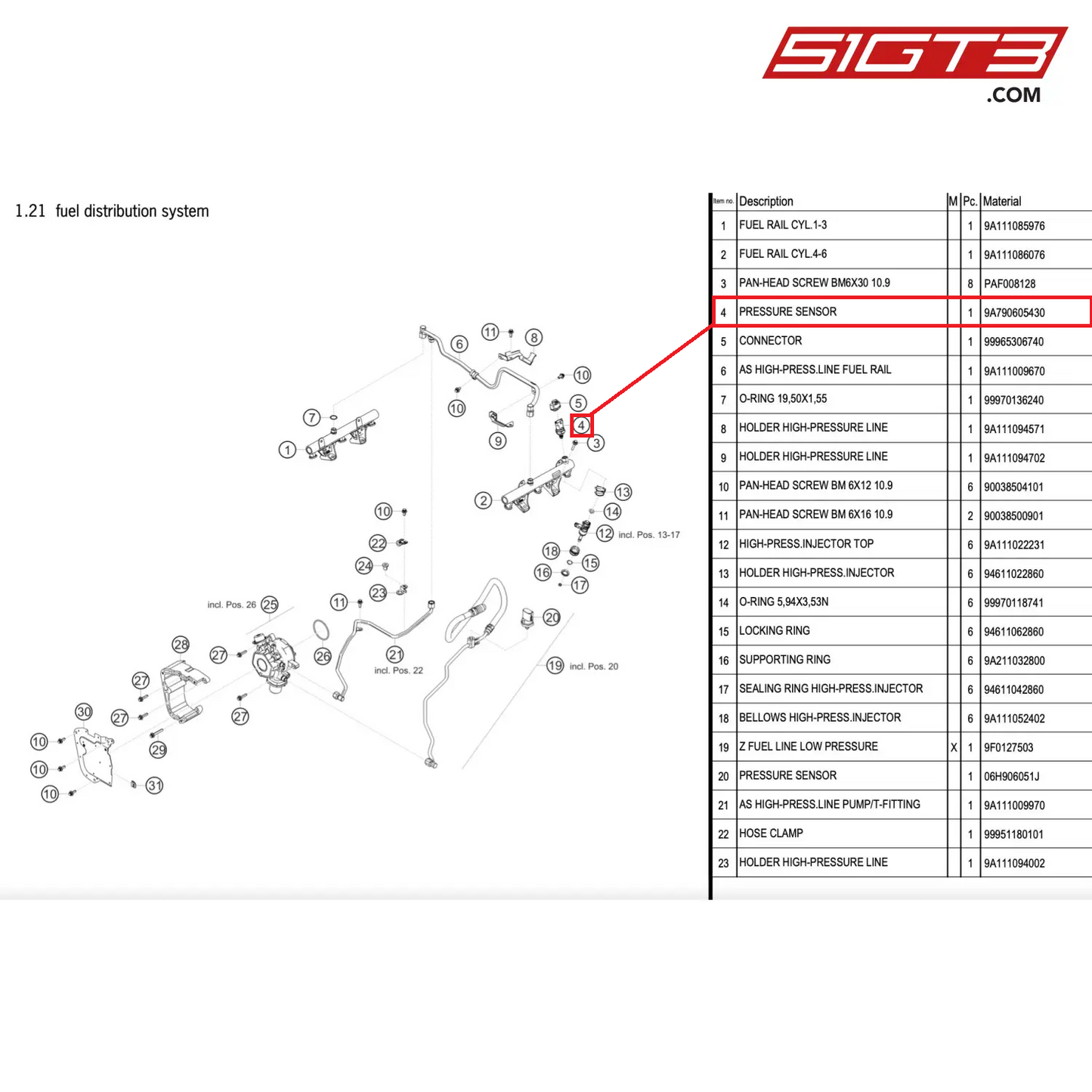 PRESSURE SENSOR - 9A790605430 [PORSCHE 911 GT2 RS Clubsport]