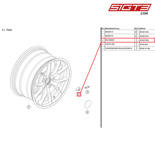 TPMS SENSOR - 9A790727506 [PORSCHE Cayman 981 GT4 Clubsport]