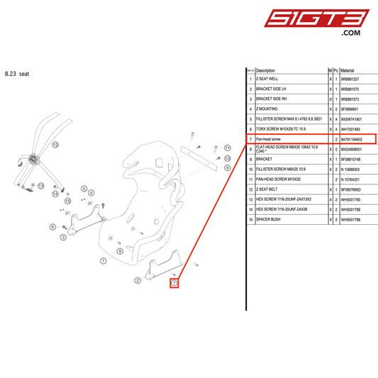 Pan-head screw - 9A791194602 [PORSCHE 992.1 GT3 R]