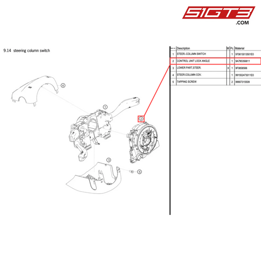 CONTROL UNIT LOCK ANGLE - 9A795356811 [PORSCHE 718 Cayman GT4 Clubsport]