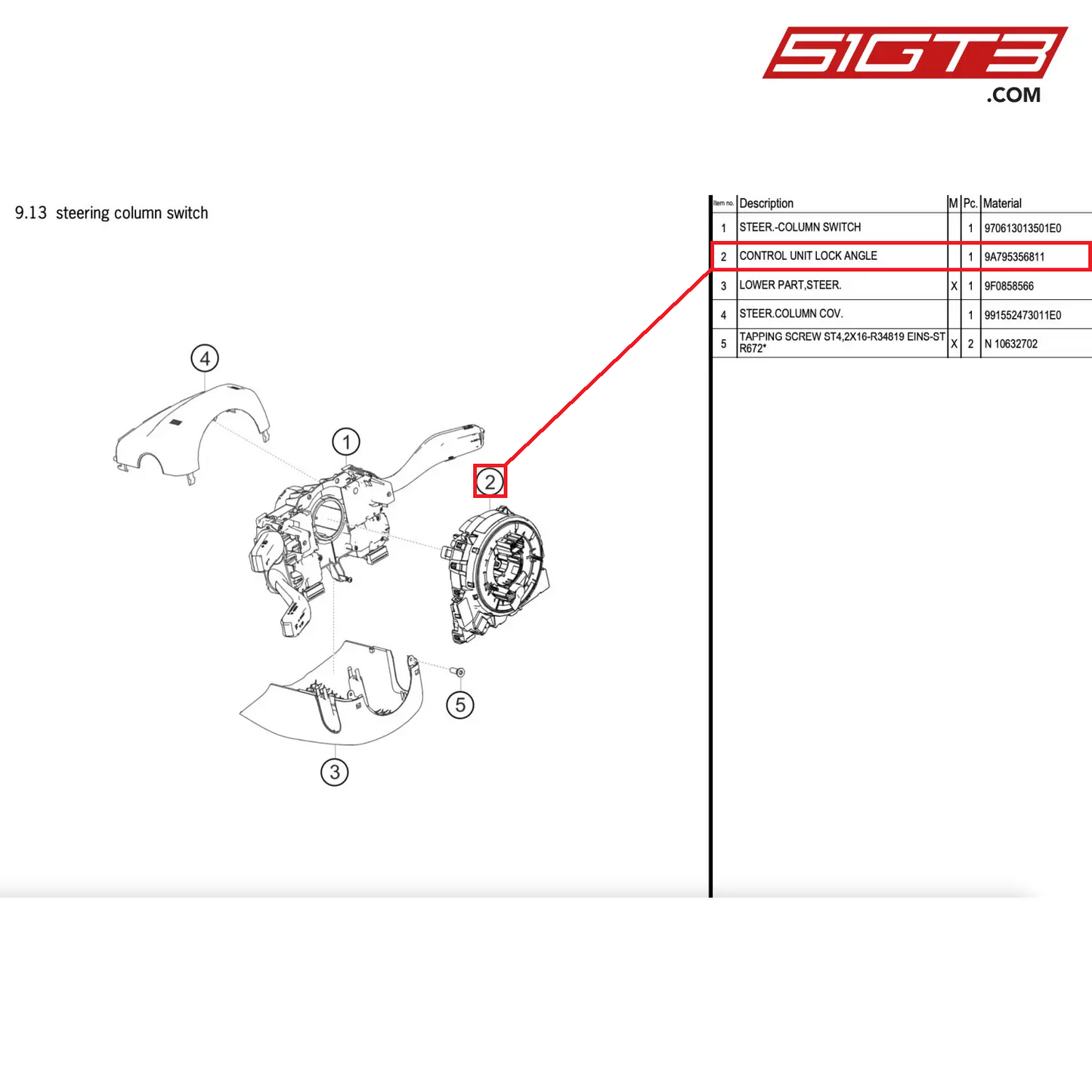 CONTROL UNIT LOCK ANGLE - 9A795356811 [PORSCHE 911 GT2 RS Clubsport]