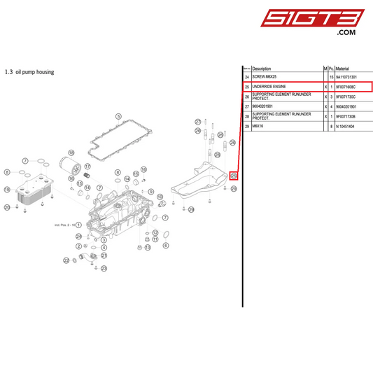 UNDERRIDE ENGINE - 9F0071608C [PORSCHE 911 GT3 R Type 991 (GEN 2)]