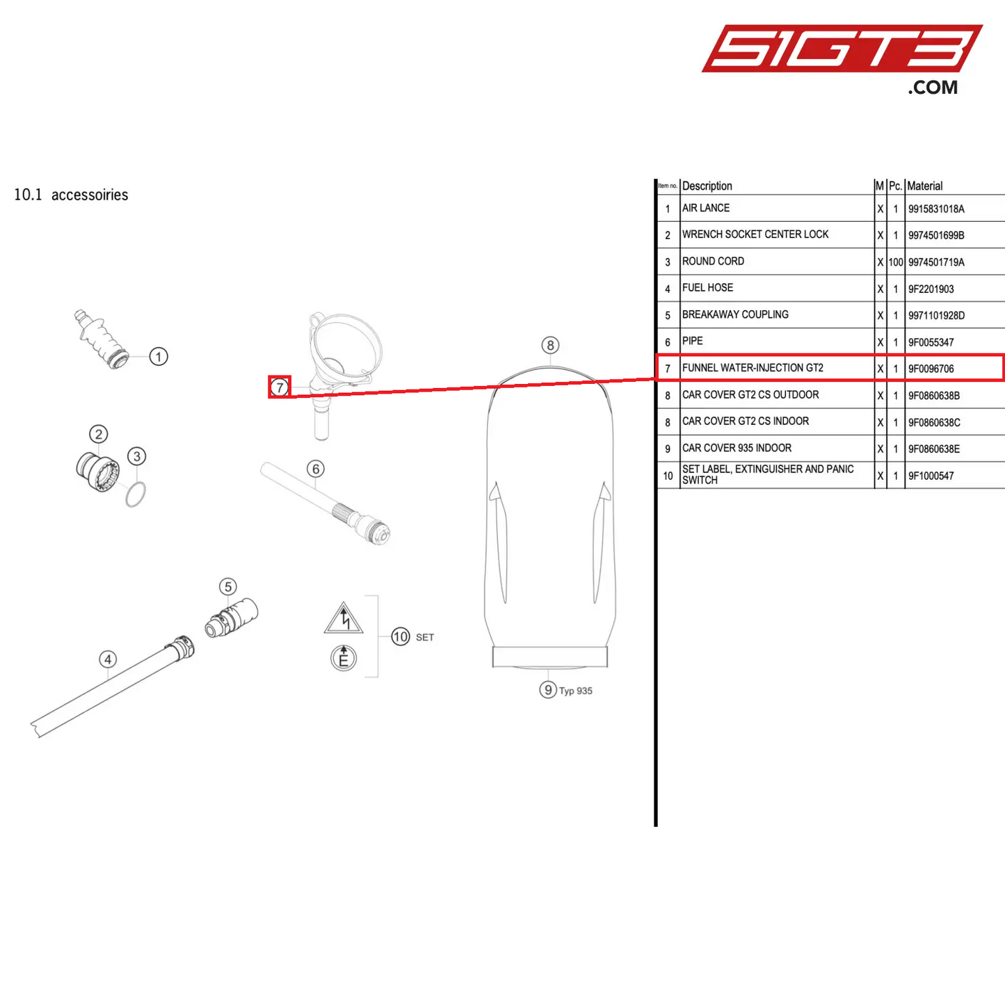 FUNNEL WATER-INJECTION GT2 - 9F0096706 [PORSCHE 911 GT2 RS Clubsport]