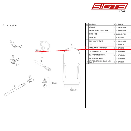 FUNNEL WATER-INJECTION GT2 - 9F0096706 [PORSCHE 911 GT2 RS Clubsport]