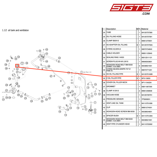 Z OIL FILLER PIPE - 9F0115653 [PORSCHE 911 GT3 Cup Type 991 (GEN 2)]