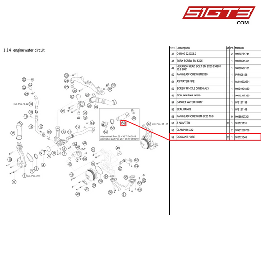 COOLANT HOSE - 9F0121548 [PORSCHE 991.1 GT3 Cup (2017)]