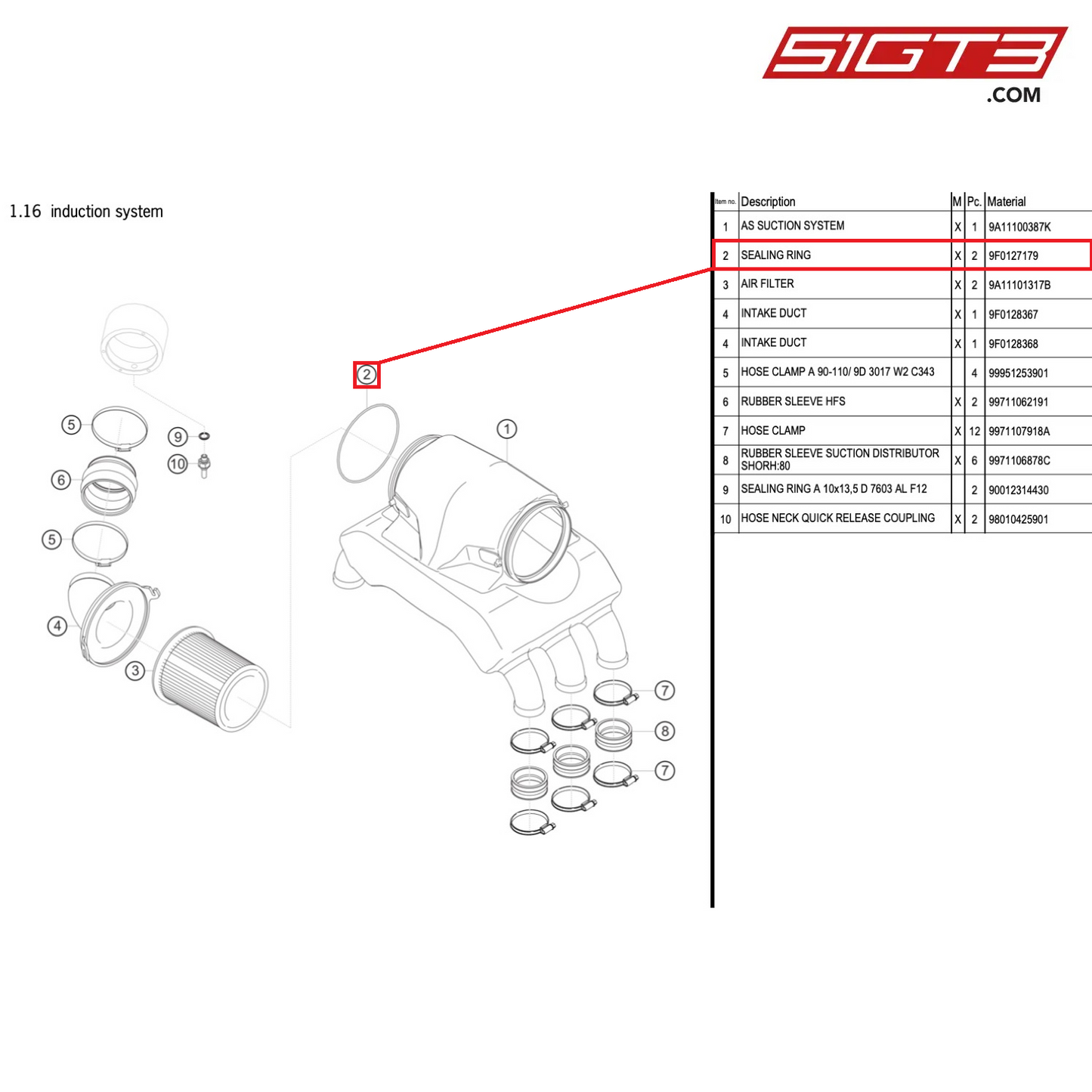 SEALING RING - 9F0127179 [PORSCHE 911 GT3 R Type 991 (GEN 2)]