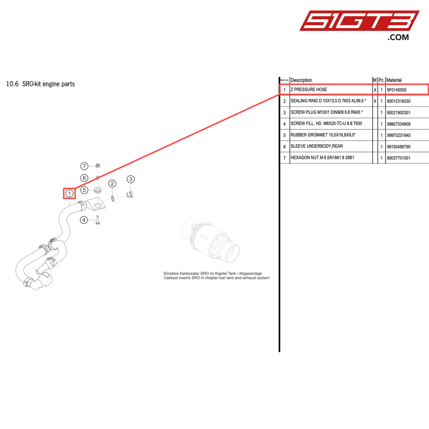 Z PRESSURE HOSE - 9F0145555 [PORSCHE 911 GT2 RS Clubsport]