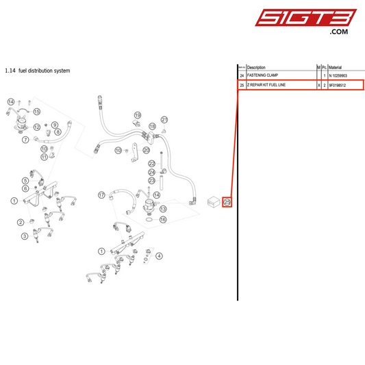 Z REPAIR KIT FUEL LINE - 9F0198512 [PORSCHE 911 GT3 R Type 991 (GEN 2)]