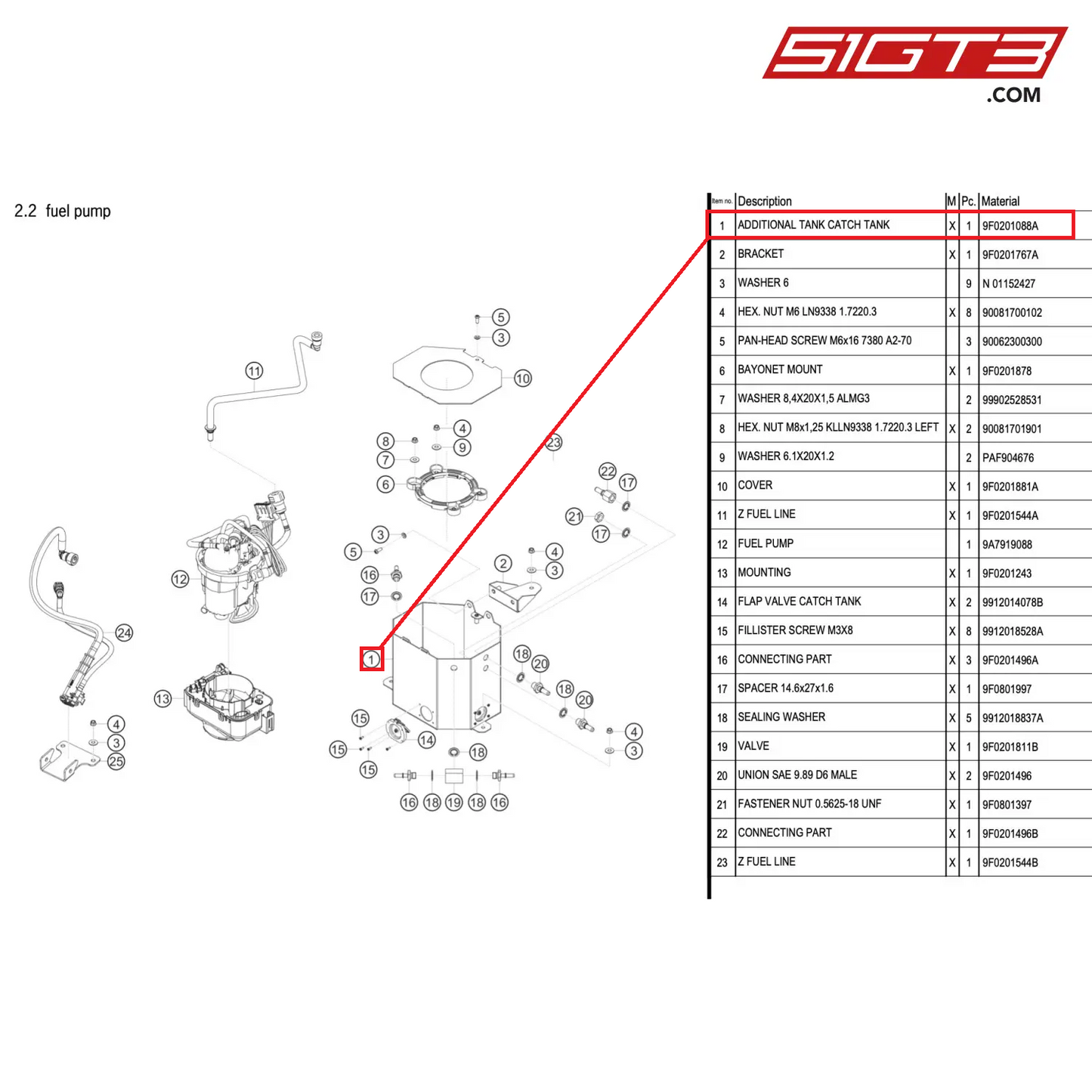 ADDITIONAL TANK CATCH TANK - 9F0201088A [PORSCHE 911 GT2 RS Clubsport]