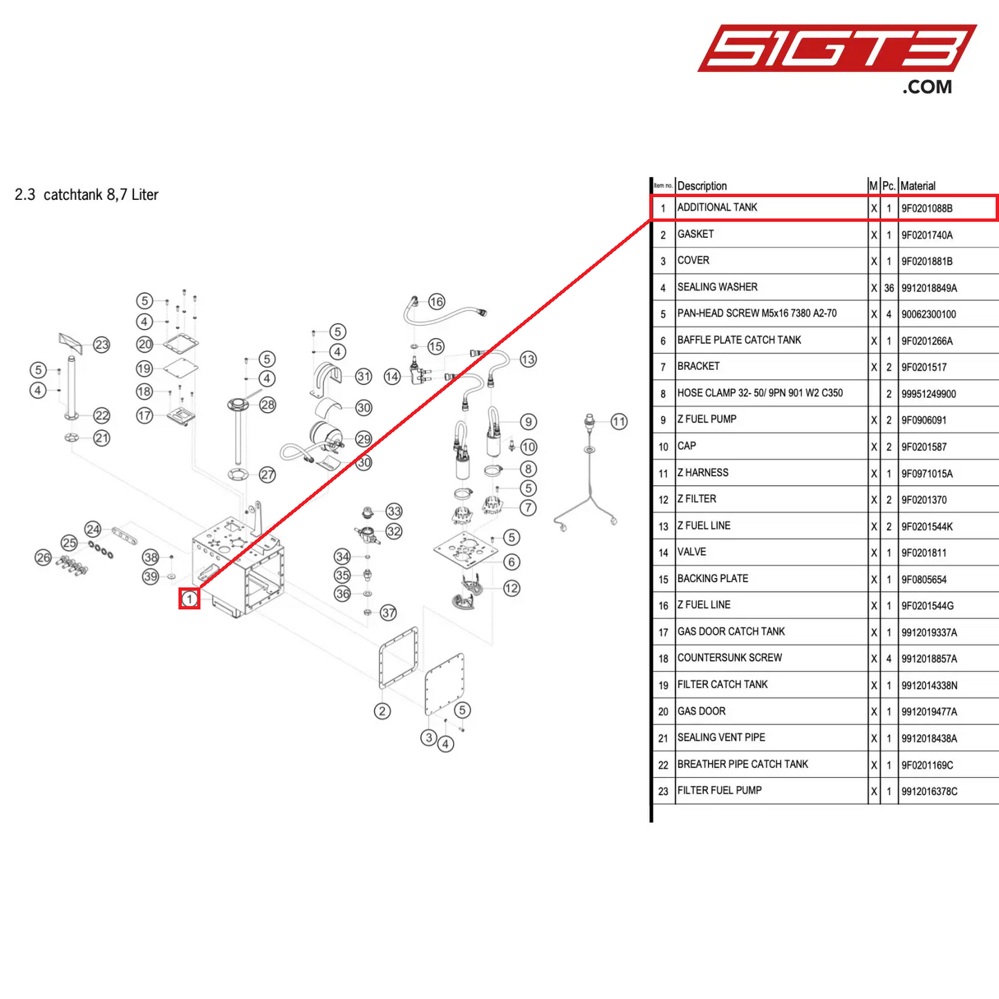 ADDITIONAL TANK - 9F0201088B [PORSCHE 911 GT3 R Type 991 (GEN 2)]