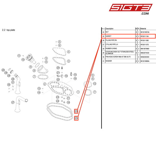 GASKET - 9F0201119A [PORSCHE 911 GT3 R Type 991 (GEN 2)]