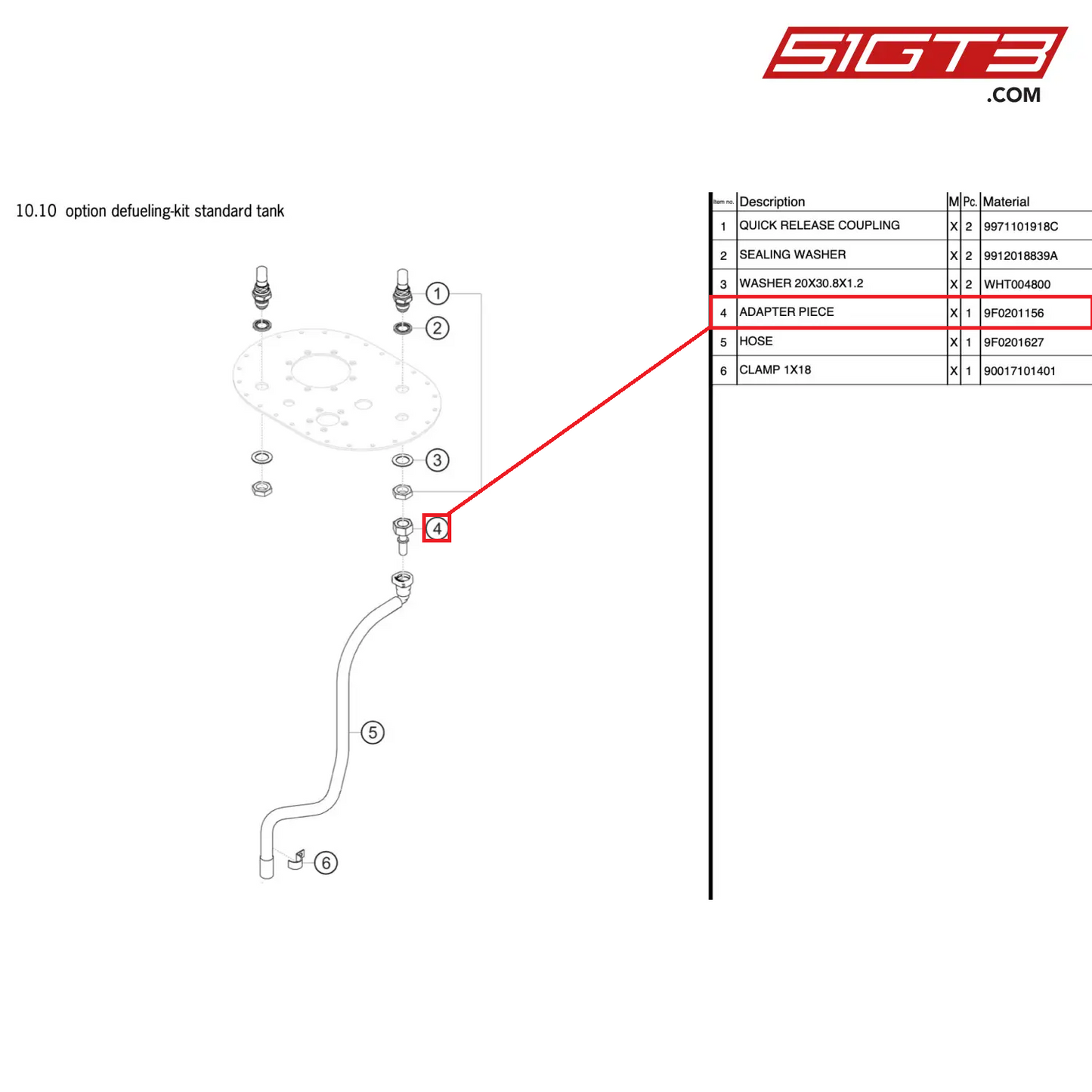 ADAPTER PIECE - 9F0201156 [PORSCHE 911 GT3 Cup Type 991 (GEN 2)]