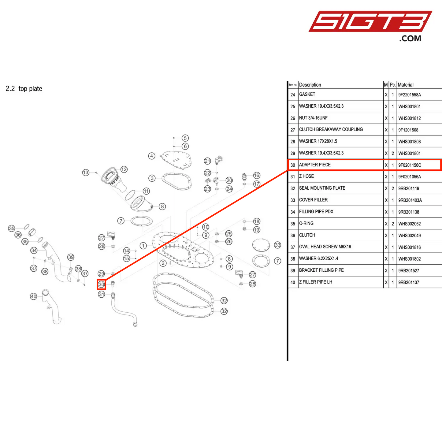 ADAPTER PIECE - 9F0201156C [PORSCHE 992.1 GT3 R]