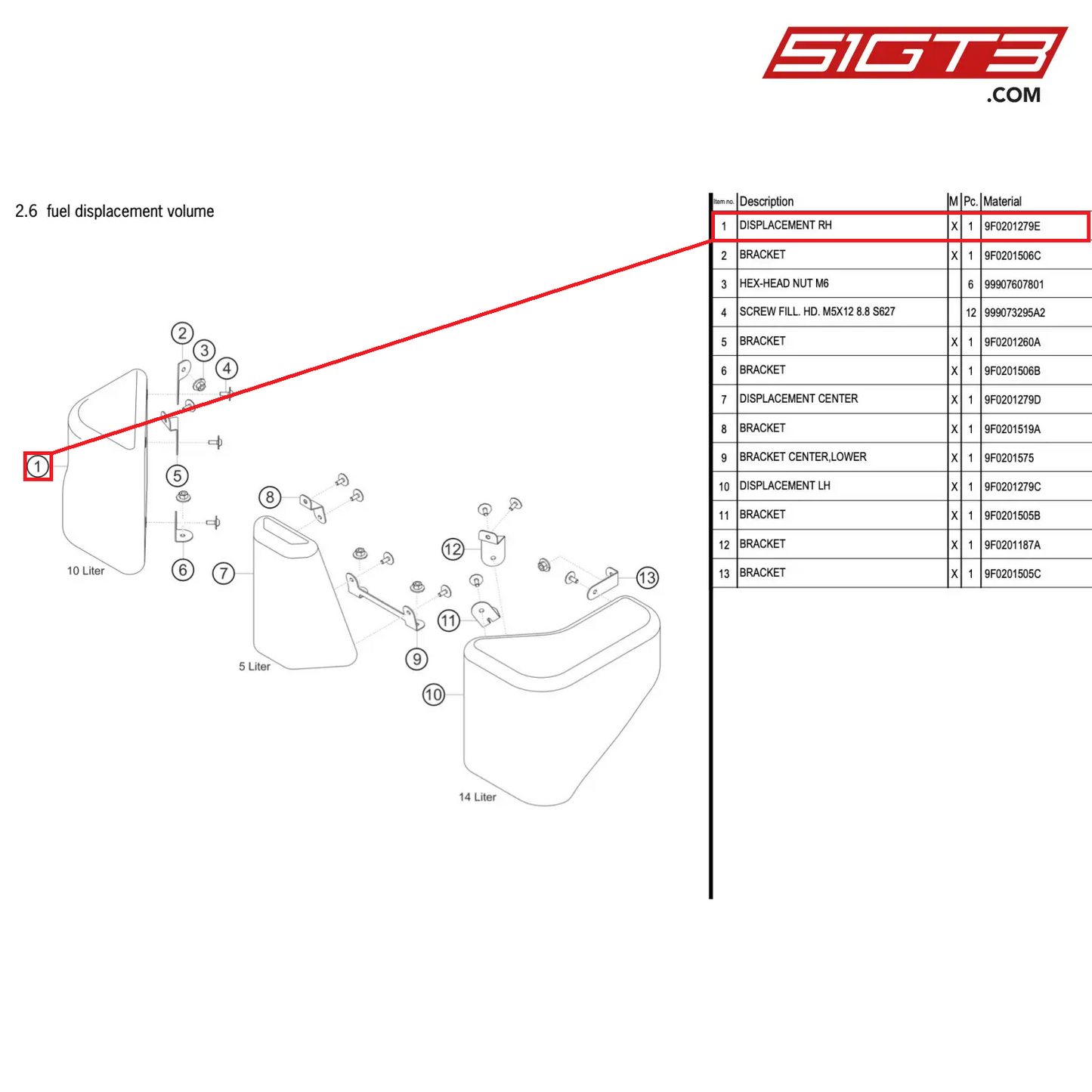 DISPLACEMENT RH - 9F0201279E [PORSCHE 911 GT3 R Type 991 (GEN 2)]