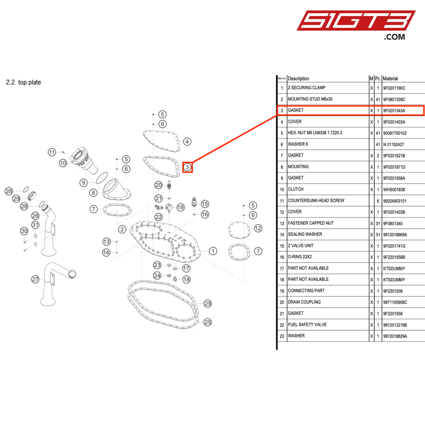 GASKET - 9F0201343A [PORSCHE 911 GT3 R Type 991 (GEN 2)]