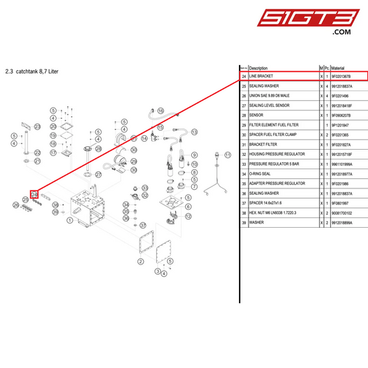 LINE BRACKET - 9F0201367B [PORSCHE 911 GT3 R Type 991 (GEN 2)]