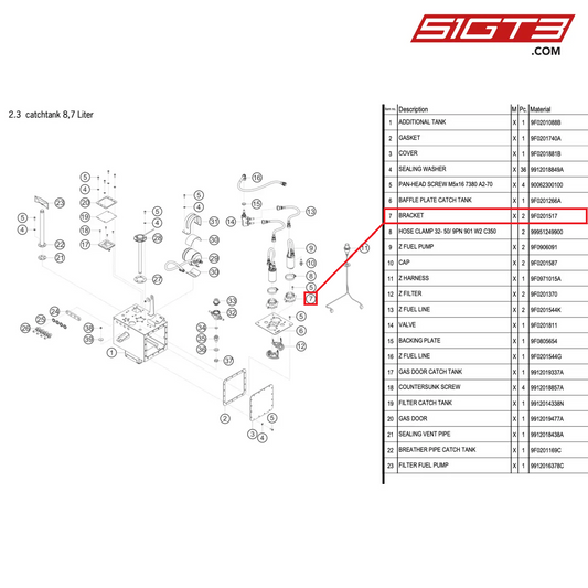 BRACKET - 9F0201517 [PORSCHE 911 GT3 R Type 991 (GEN 2)]