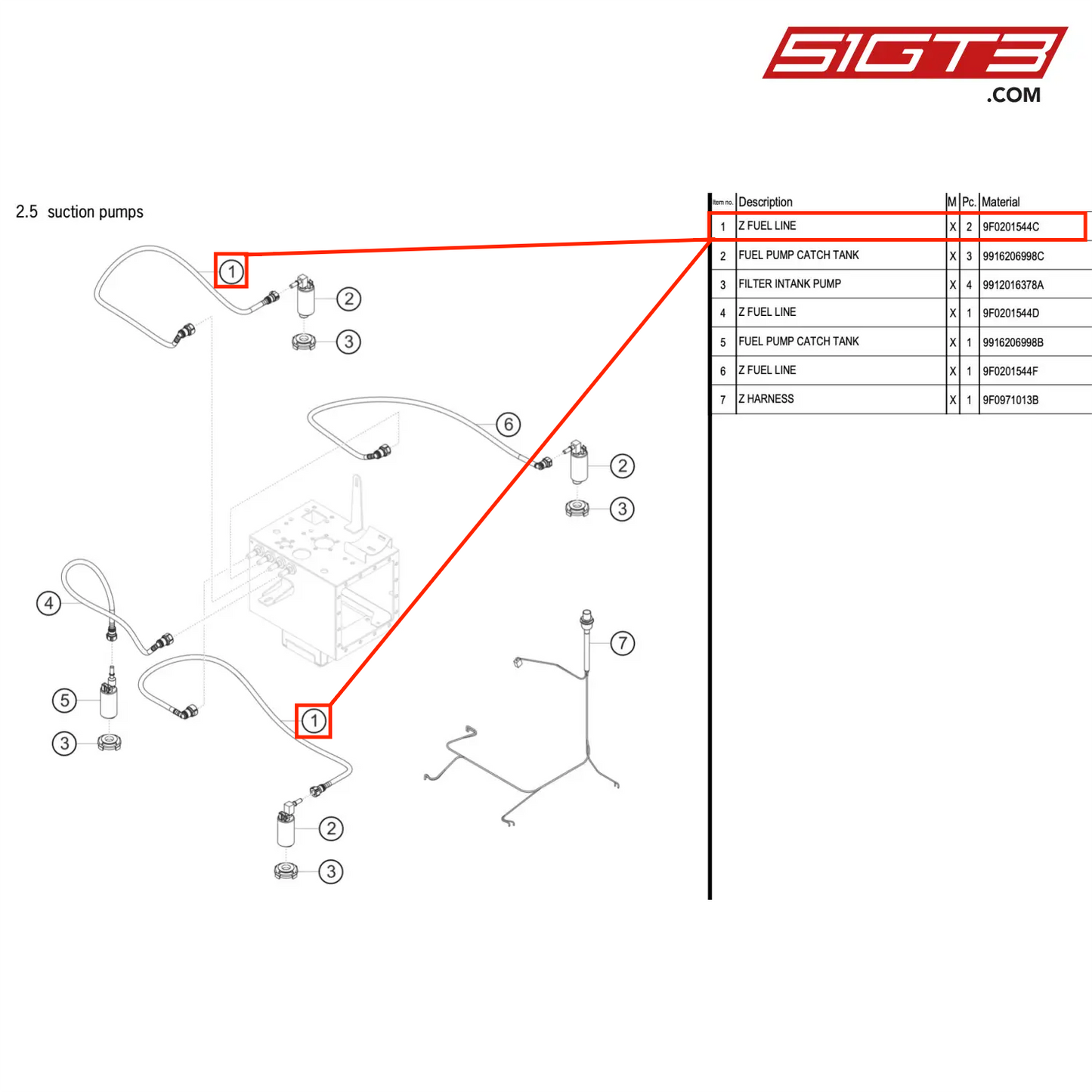 Z FUEL LINE - 9F0201544C [PORSCHE 911 GT3 R Type 991 (GEN 2)]