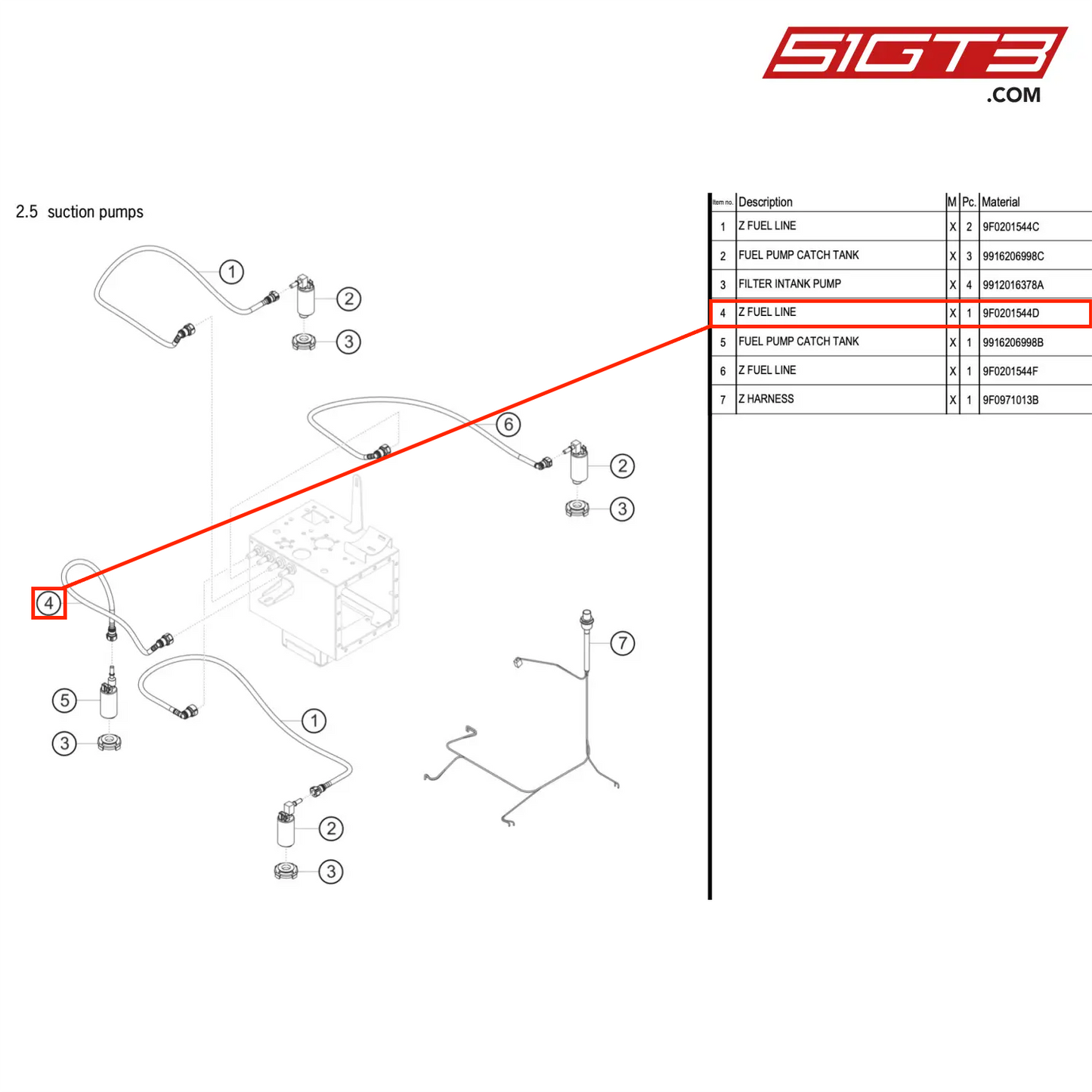 Z FUEL LINE - 9F0201544D [PORSCHE 911 GT3 R Type 991 (GEN 2)]