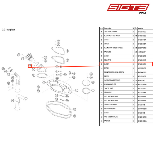 GASKET - 9F0201558A [PORSCHE 911 GT3 R Type 991 (GEN 2)]