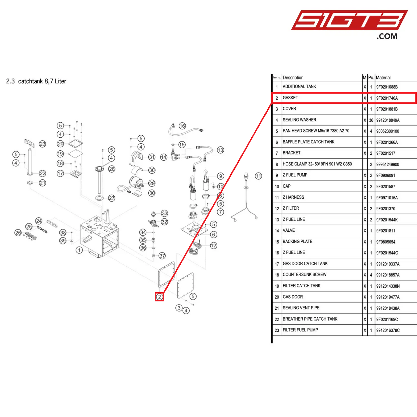 GASKET - 9F0201740A [PORSCHE 911 GT3 R Type 991 (GEN 2)]