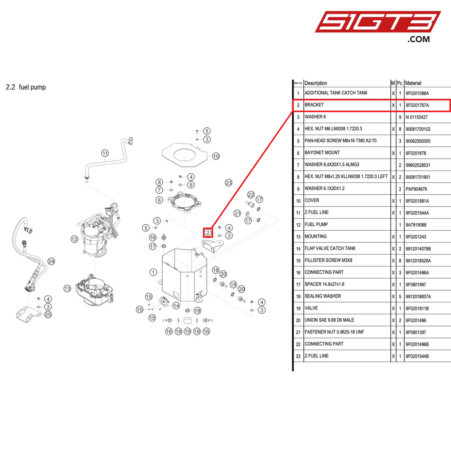 BRACKET - 9F0201767A [PORSCHE 911 GT2 RS Clubsport]