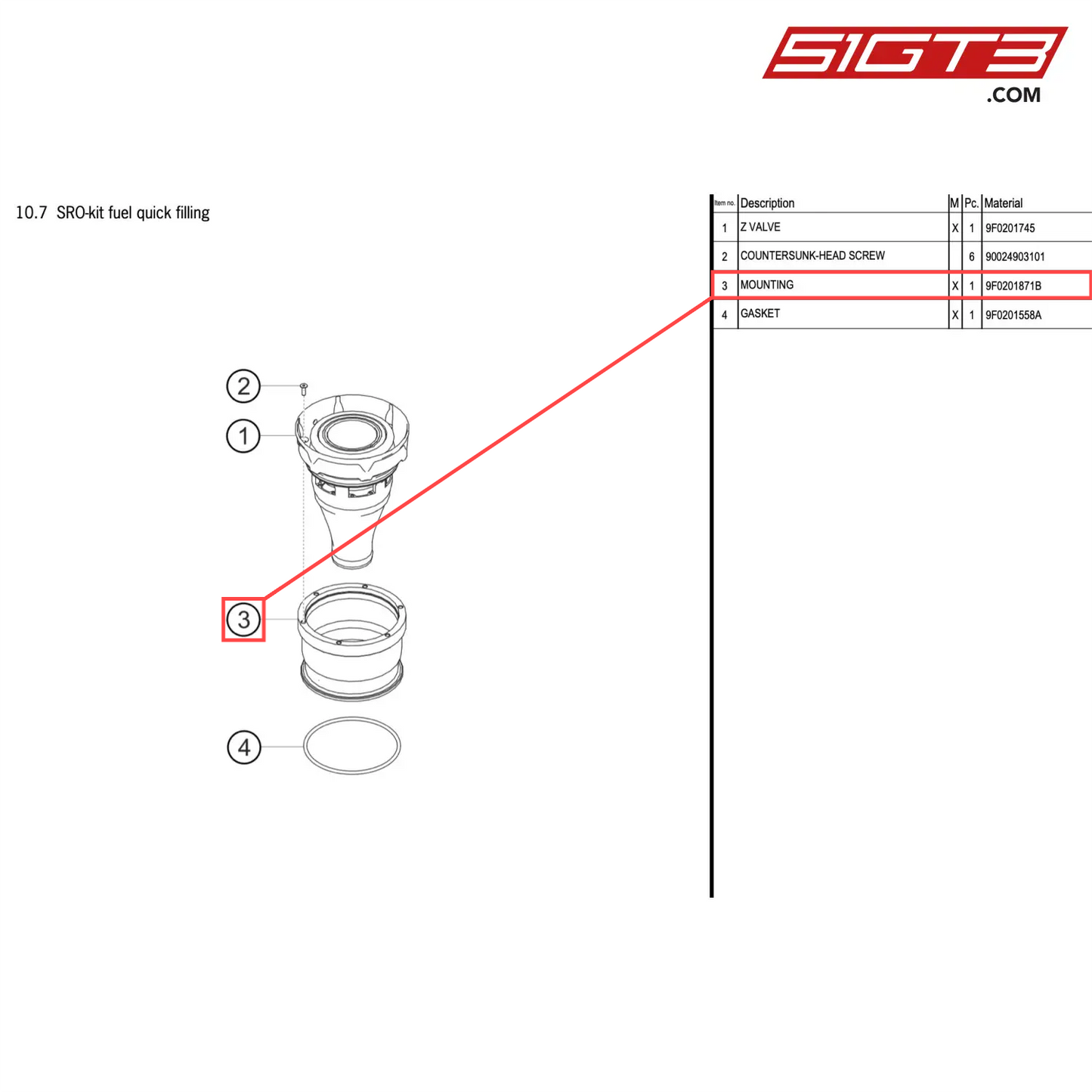 MOUNTING - 9F0201871B [PORSCHE 911 GT2 RS Clubsport]