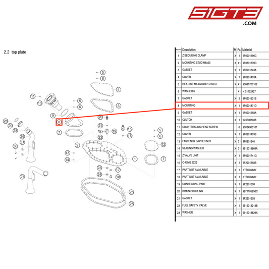 MOUNTING - 9F0201871D [PORSCHE 911 GT3 R Type 991 (GEN 2)]