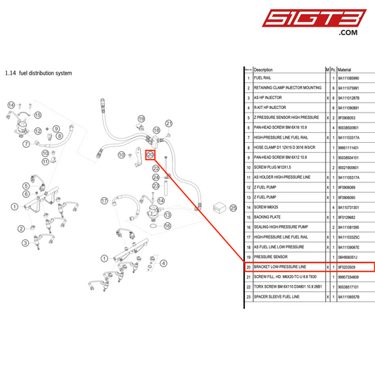 BRACKET LOW-PRESSURE LINE - 9F0203509 [PORSCHE 911 GT3 R Type 991 (GEN 2)]