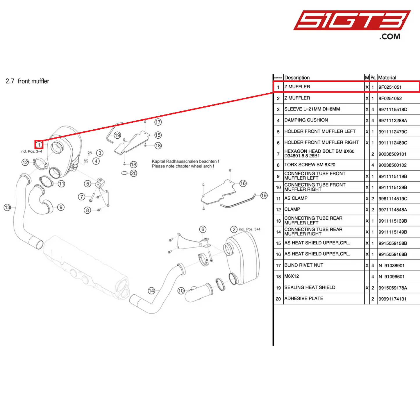 Z MUFFLER - 9F0251051 [PORSCHE 991.2 GT3 Cup]